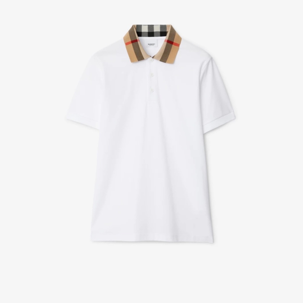 Burberry White Cotton Polo